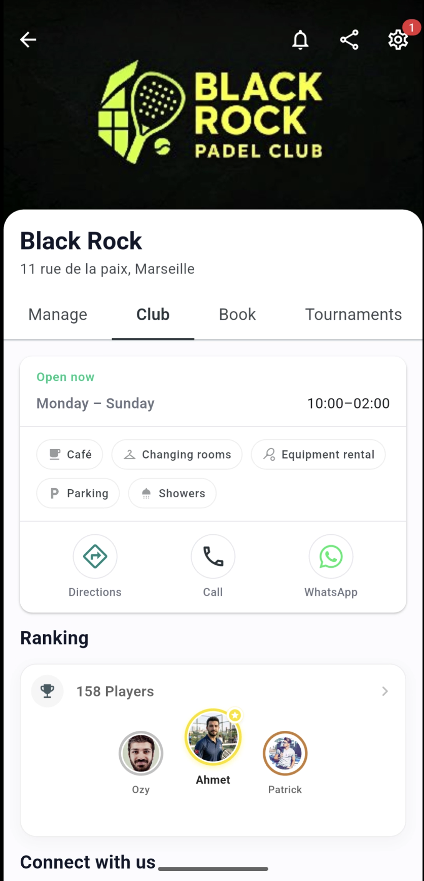 Ranking card on the Club tab